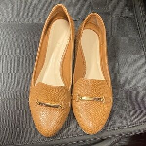 Aldo Brown Textured Loafers with Gold Detail